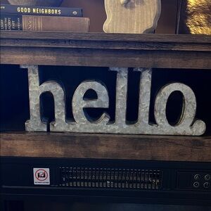 Galvenized 'Hello' Sign Decor